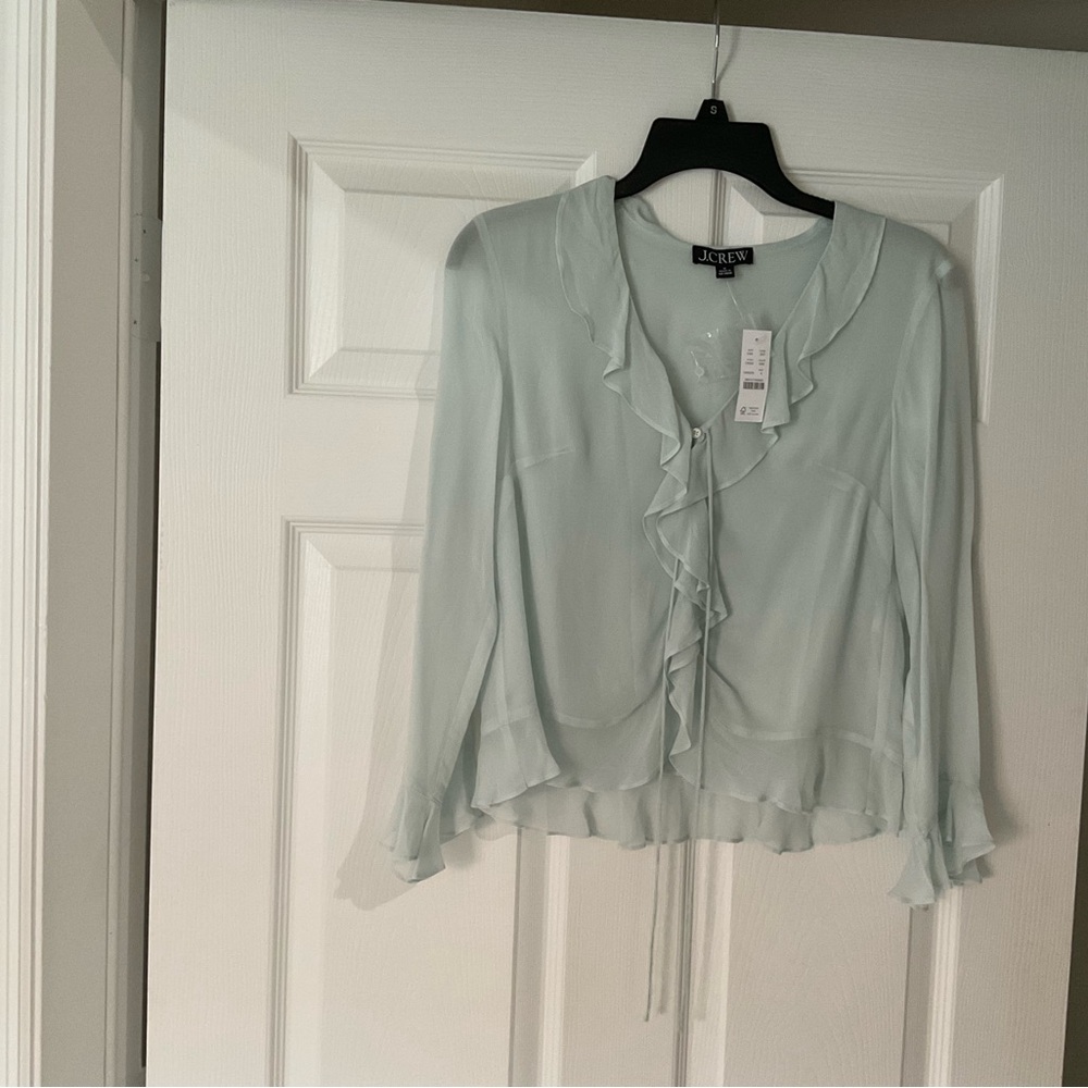 J. Crew Women's Soft blue Ruffle Blouse
